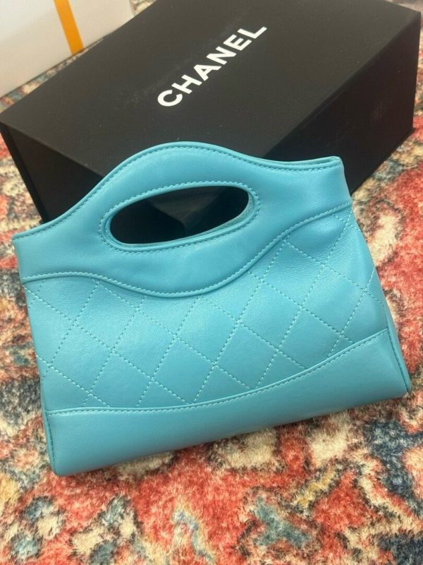 Chanel 31 Mini Like Auth Women’s Handbag Sky Blue 20.5×17.5cm - Image 3