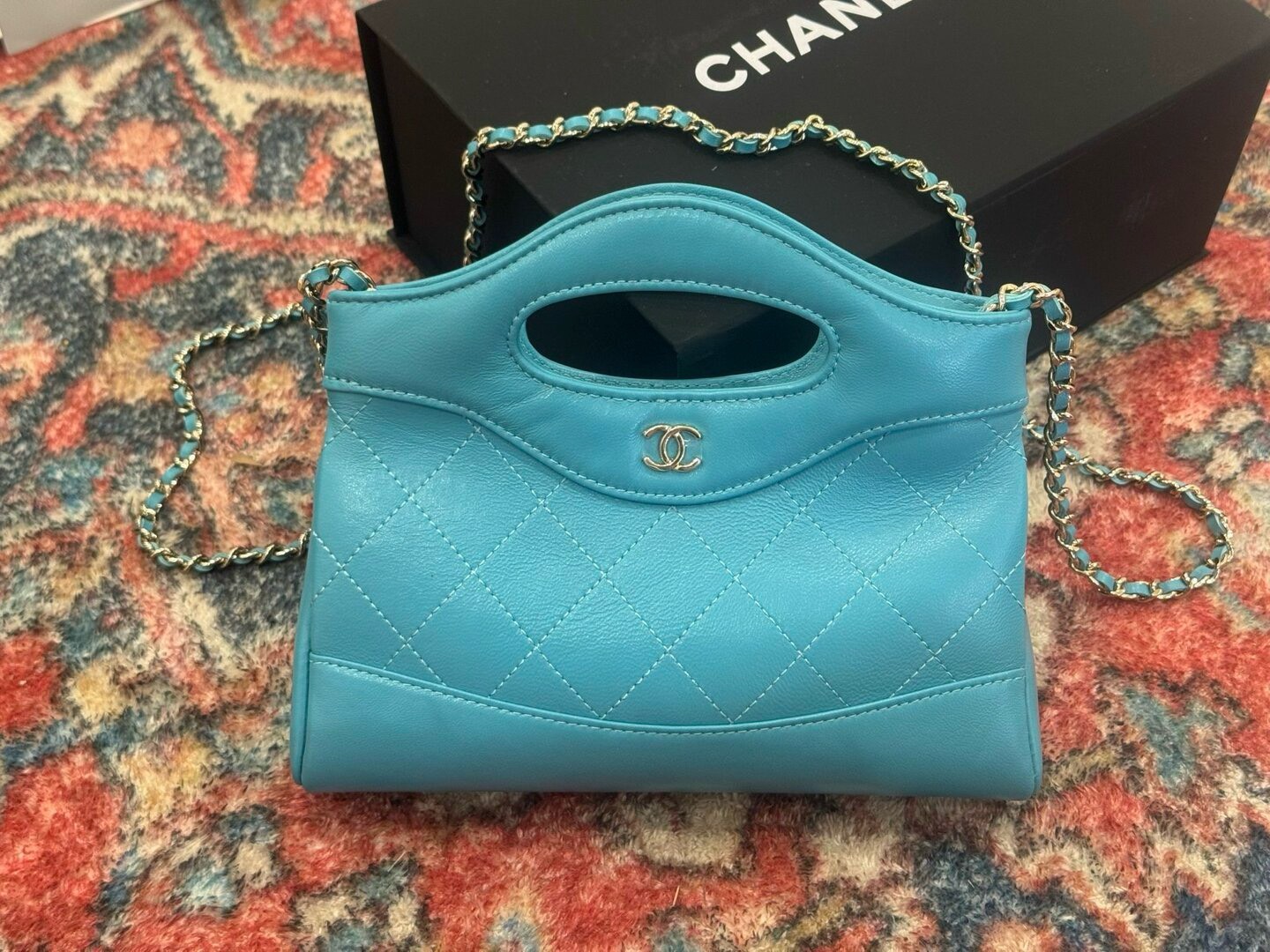 Chanel 31 Mini Like Auth Women’s Handbag Sky Blue 20.5×17.5cm