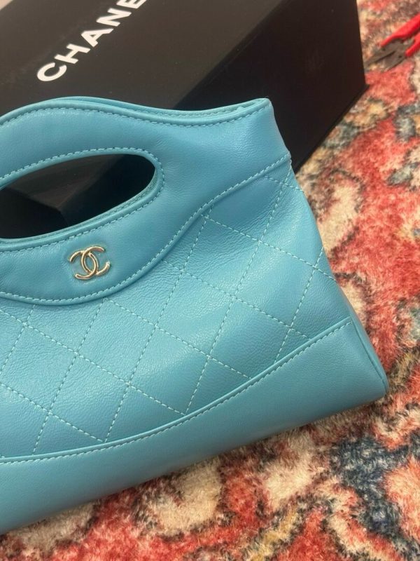Chanel 31 Mini Like Auth Women’s Handbag Sky Blue 20.5×17.5cm - Image 5