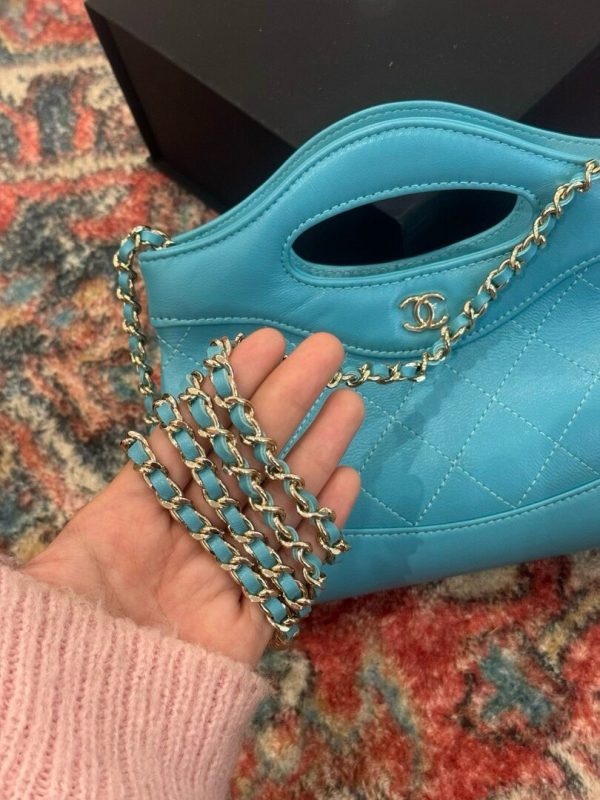 Chanel 31 Mini Like Auth Women’s Handbag Sky Blue 20.5×17.5cm - Image 7