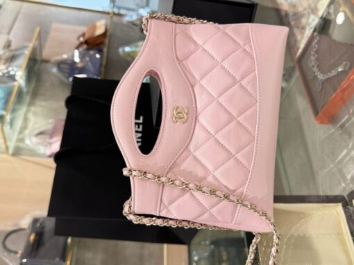 Chanel 31 Mini Women’s Handbag Pink Gold Lock Like Auth 20×17.5×3.5cm - Image 3