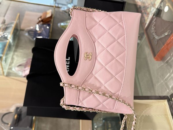 Chanel 31 Mini Women’s Handbag Pink Gold Lock Like Auth 20×17.5×3.5cm - Image 3