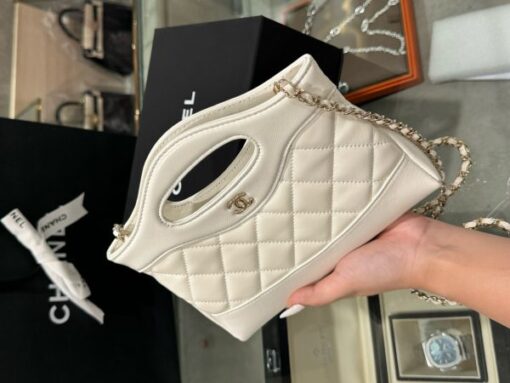 Chanel 31 Mini Super Quality Women’s Handbag White Chain Strap 20×17.5×3cm - Image 3