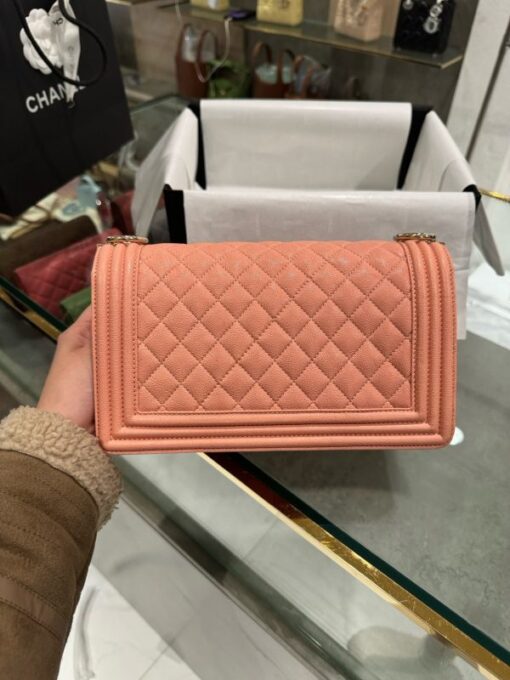 Chanel Boy Medium Super Quality Women’s Handbag Pink Gold Lock 25cm - Image 4