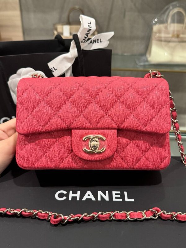 Chanel Classic Women’s Handbag Red Calfskin Rep 11 High Quality 20cm - Image 2