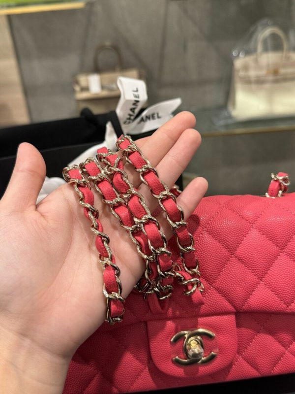 Chanel Classic Women’s Handbag Red Calfskin Rep 11 High Quality 20cm - Image 9