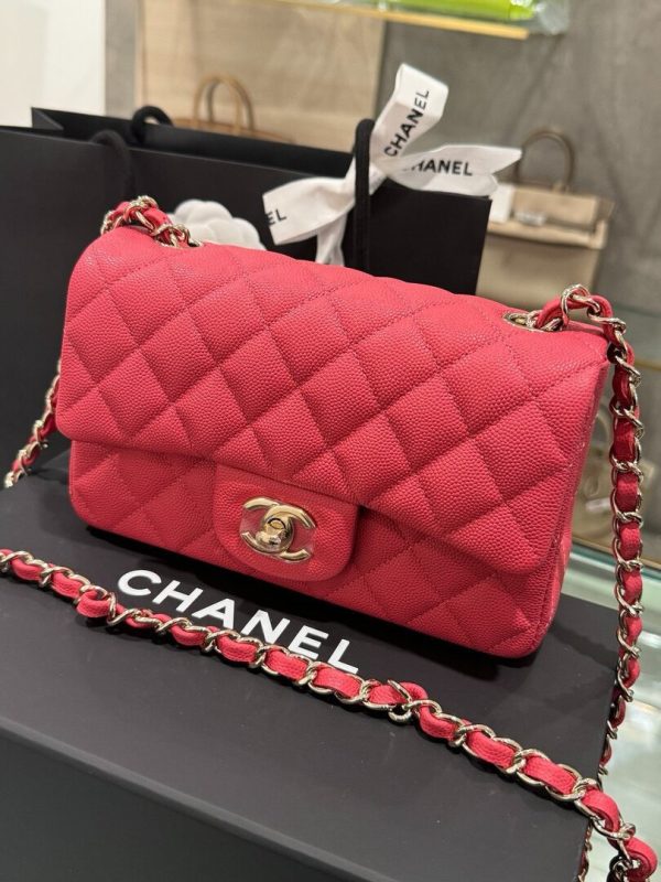 Chanel Classic Women’s Handbag Red Calfskin Rep 11 High Quality 20cm - Image 3