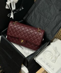 Alternative view of Chanel Classic Women’s Handbag Plum Red Smooth Leather Rep 11 High Quality 25cm
