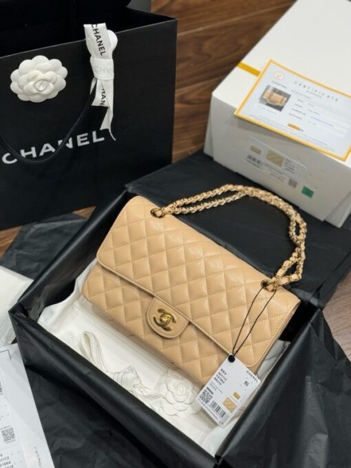 Chanel Classic Replica Handbag 11 Women Beige Gold Lock 25cm - Image 4