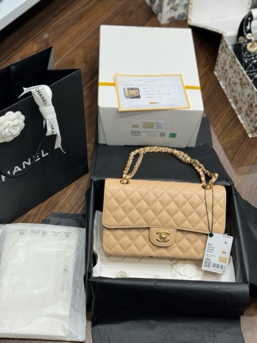 Chanel Classic Replica Handbag 11 Women Beige Gold Lock 25cm - Image 2