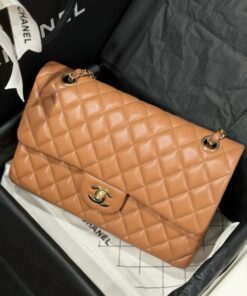 Alternative view of Chanel Classic Replica Handbag 11 Women Brown Gold Lock 25cm
