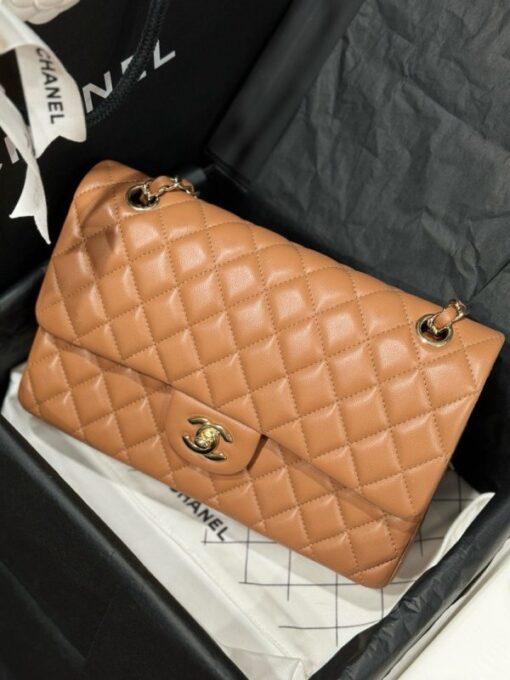 Chanel Classic Replica Handbag 11 Women Brown Gold Lock 25cm - Image 2