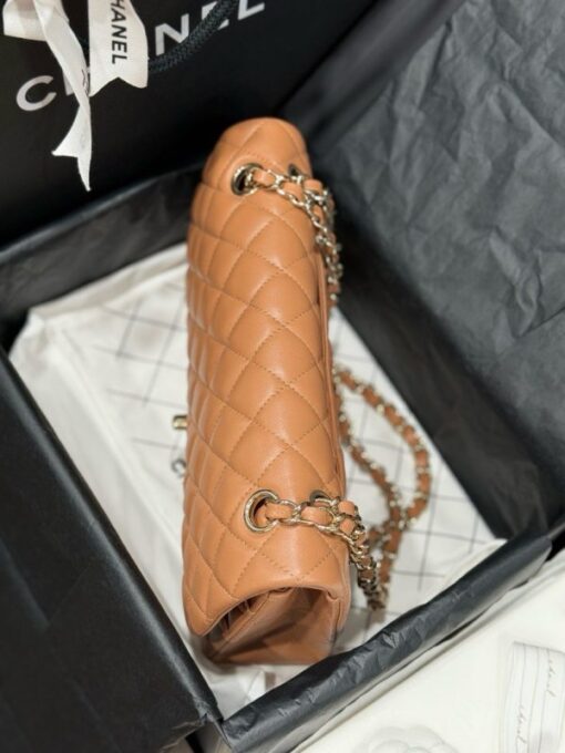 Chanel Classic Replica Handbag 11 Women Brown Gold Lock 25cm - Image 3