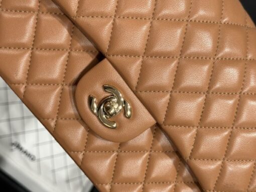 Chanel Classic Replica Handbag 11 Women Brown Gold Lock 25cm - Image 9