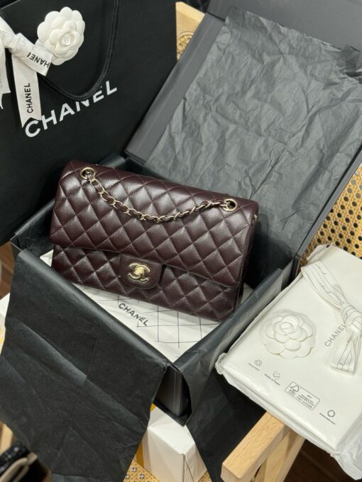 Chanel Classic Replica High Quality Grain Leather Handbag Gold Lock 25cm