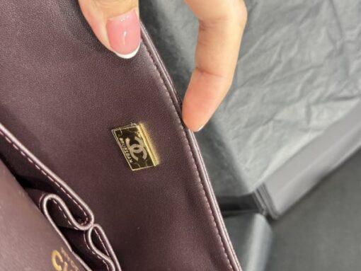 Chanel Classic Replica High Quality Grain Leather Handbag Gold Lock 25cm - Image 9