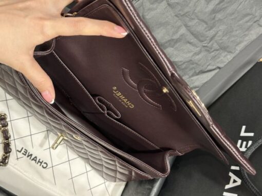 Chanel Classic Replica High Quality Grain Leather Handbag Gold Lock 25cm - Image 8