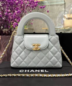 Chanel Kelly Like Auth Women’s Handbag Gray Smooth Leather 19x13x7cm