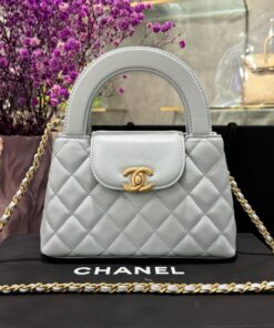 Alternative view of Chanel Kelly Like Auth Women’s Handbag Gray Smooth Leather 19x13x7cm