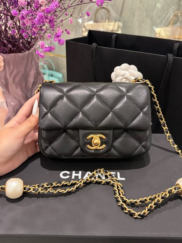 Super Quality Mini Chanel Handbag for Women Black with Gold Lock 17×11.5x5cm - Image 2