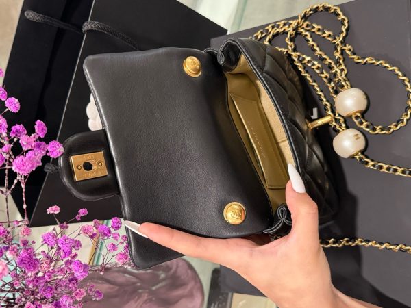 Super Quality Mini Chanel Handbag for Women Black with Gold Lock 17×11.5x5cm - Image 6