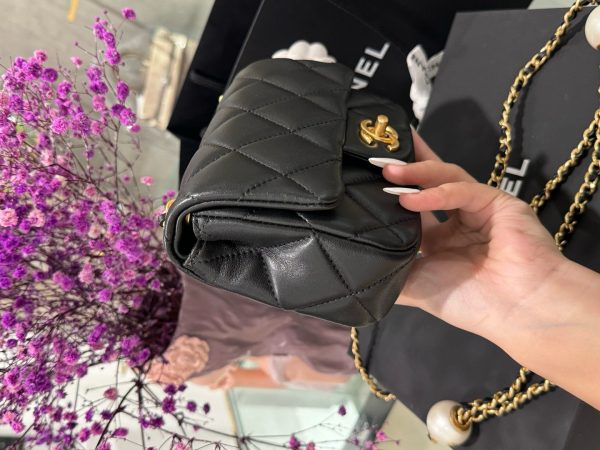 Super Quality Mini Chanel Handbag for Women Black with Gold Lock 17×11.5x5cm - Image 5