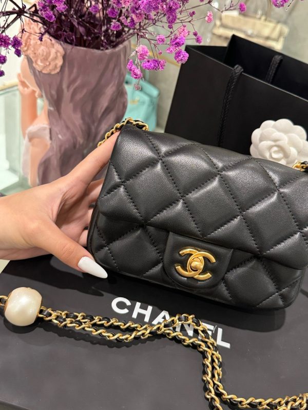 Super Quality Mini Chanel Handbag for Women Black with Gold Lock 17×11.5x5cm - Image 3