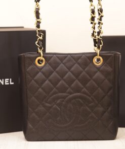 Chanel Petite Timeless Shopper Tote Women’s Calfskin Like Auth 24×25.5cm
