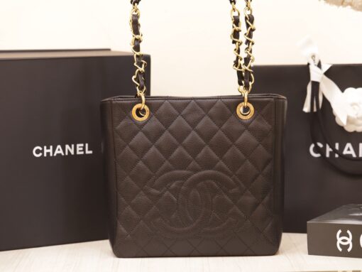Chanel Petite Timeless Shopper Tote Women’s Calfskin Like Auth 24×25.5cm