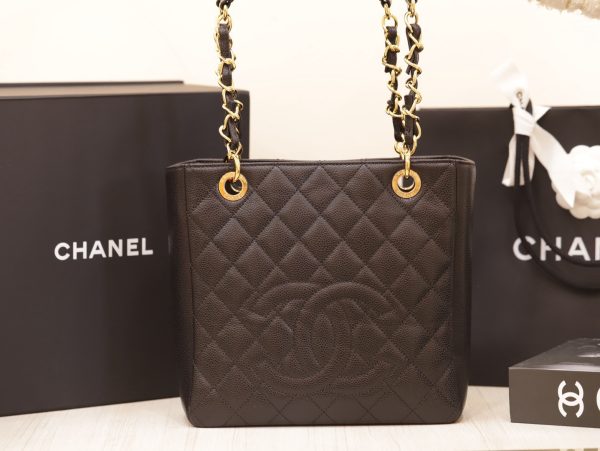 Chanel Petite Timeless Shopper Tote Women’s Calfskin Like Auth 24×25.5cm - Image 2