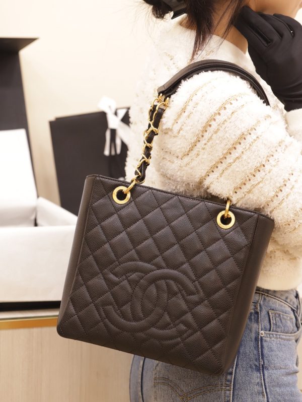 Chanel Petite Timeless Shopper Tote Women’s Calfskin Like Auth 24×25.5cm - Image 3