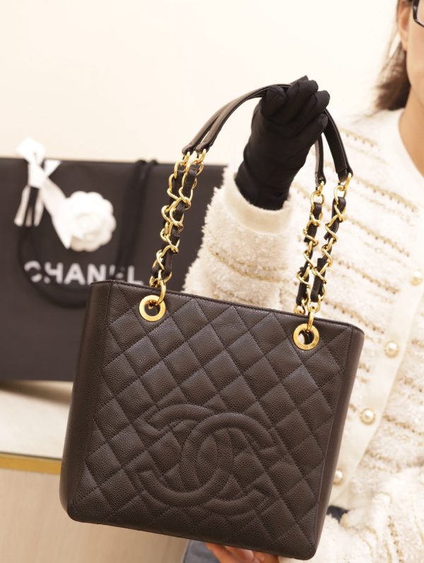 Chanel Petite Timeless Shopper Tote Women’s Calfskin Like Auth 24×25.5cm - Image 4