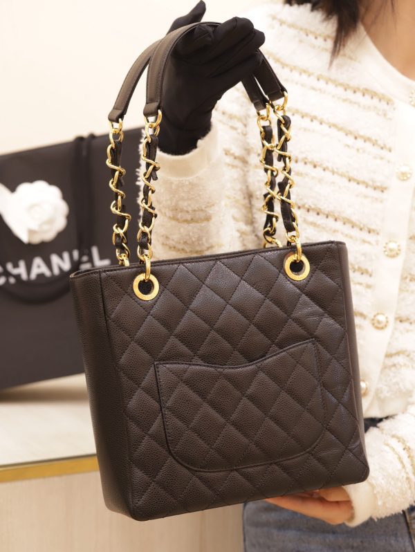 Chanel Petite Timeless Shopper Tote Women’s Calfskin Like Auth 24×25.5cm - Image 6