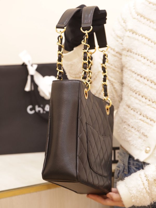 Chanel Petite Timeless Shopper Tote Women’s Calfskin Like Auth 24×25.5cm - Image 7