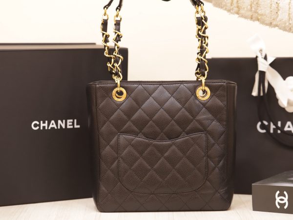 Chanel Petite Timeless Shopper Tote Women’s Calfskin Like Auth 24×25.5cm - Image 5