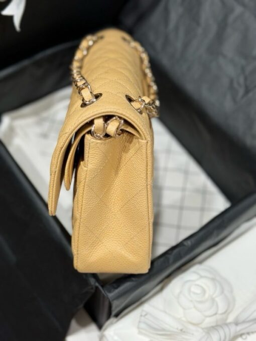 Chanel Classic Women’s Handbag Light Yellow Silver Lock 25cm - Image 5