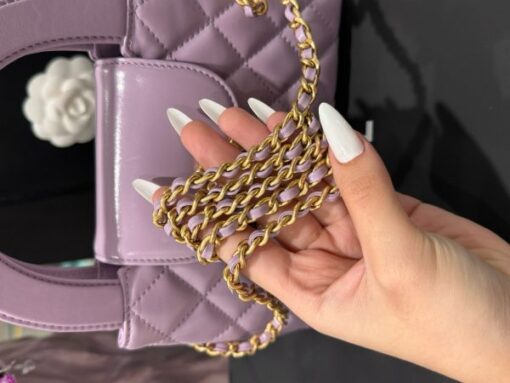 Chanel Kelly Women’s Purple Chain Strap Handbag 19x13x7cm - Image 8