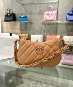 Chanel 23K Hobo Handbag for Women Like Auth Brown 20.5x12x4.5cm