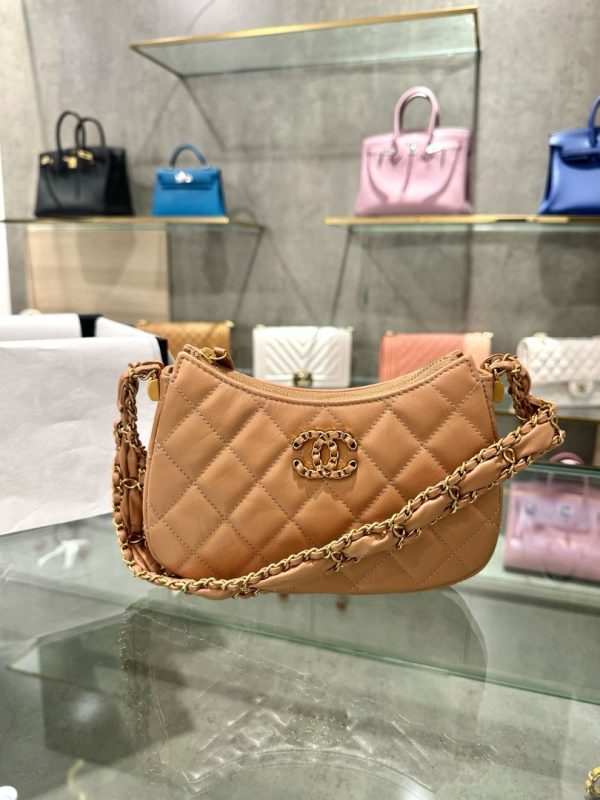 Chanel 23K Hobo Handbag for Women Like Auth Brown 20.5x12x4.5cm - Image 2