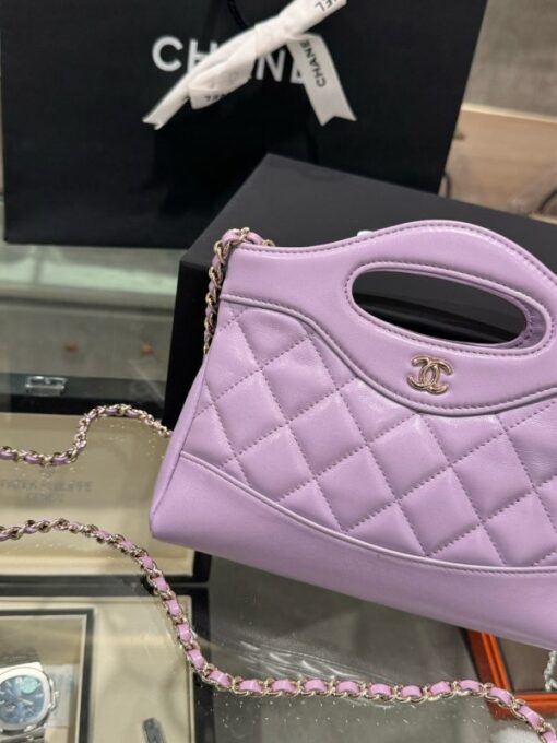 Like Auth Chanel 31 Mini Women’s Handbag Purple Gold Lock 20×17.5×3.5cm - Image 4