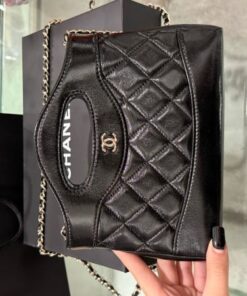 Alternative view of Chanel 31 Mini Women’s Handbag Black Cowhide Like Auth 20x14x4cm