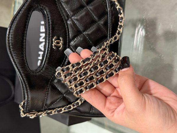 Chanel 31 Mini Women’s Handbag Black Cowhide Like Auth 20x14x4cm - Image 6