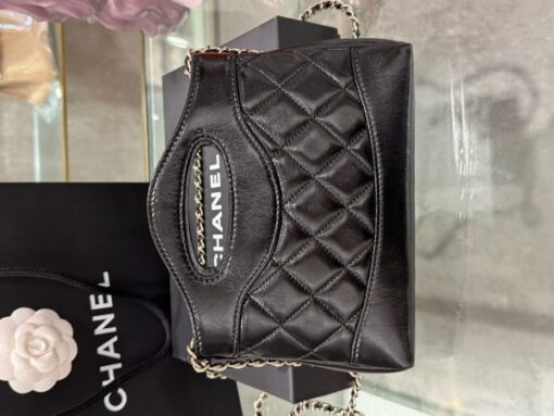 Chanel 31 Mini Women’s Handbag Black Cowhide Like Auth 20x14x4cm - Image 4