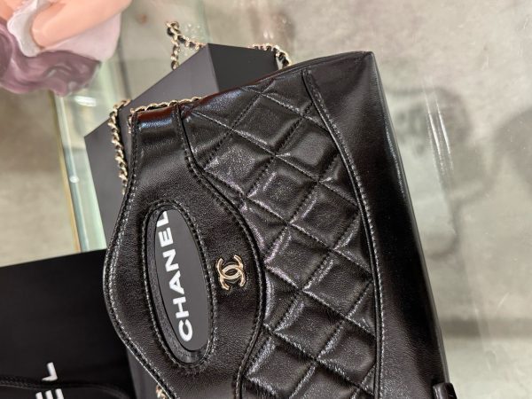 Chanel 31 Mini Women’s Handbag Black Cowhide Like Auth 20x14x4cm - Image 3