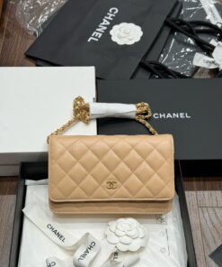Chanel Woc Beige Women’s Handbag with Super Quality Gold Lock 19cm