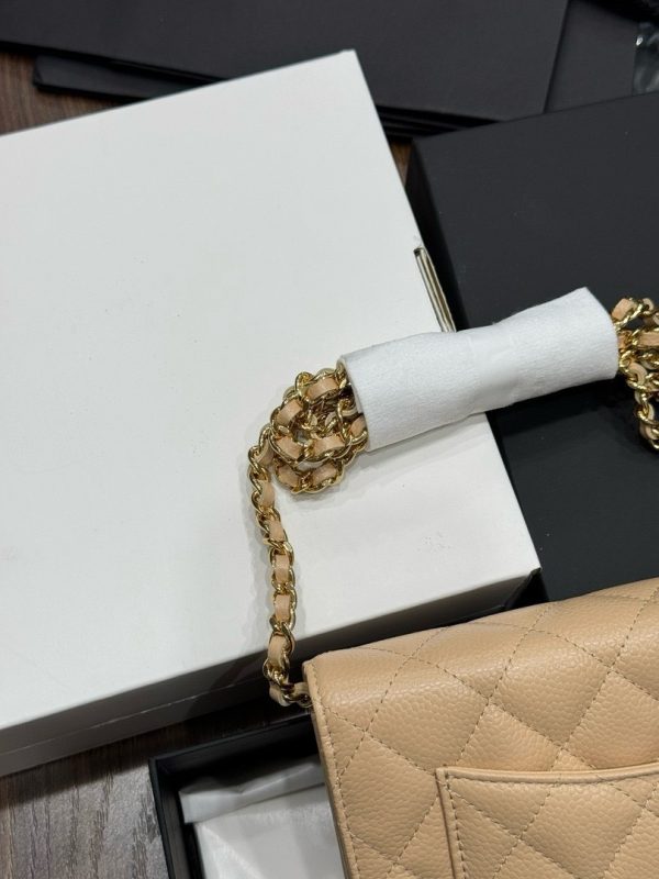 Chanel Woc Beige Women’s Handbag with Super Quality Gold Lock 19cm - Image 6