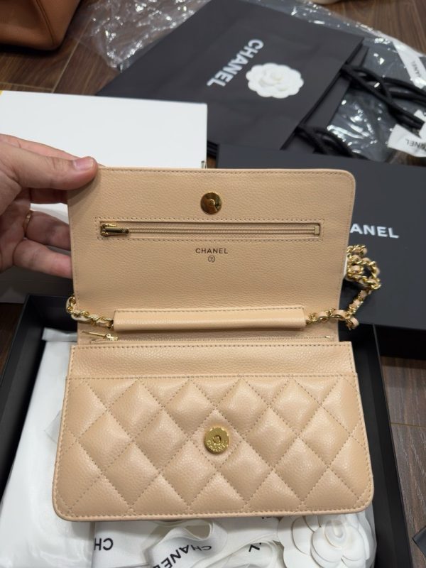 Chanel Woc Beige Women’s Handbag with Super Quality Gold Lock 19cm - Image 4