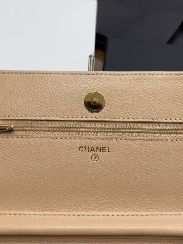 Chanel Woc Beige Women’s Handbag with Super Quality Gold Lock 19cm - Image 5