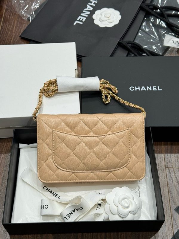 Chanel Woc Beige Women’s Handbag with Super Quality Gold Lock 19cm - Image 3