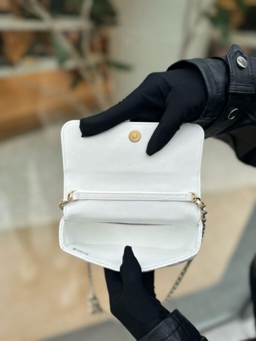 Chanel Super Mini Handbag for Women, White Sheepskin 17x9x3.5cm - Image 4